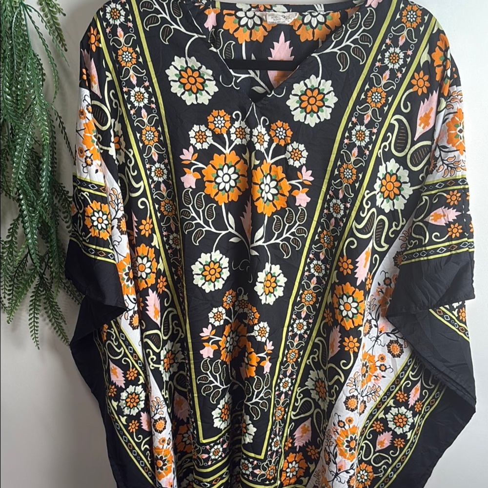 Graphic Black and Orange Tunic with Relaxed Fit
